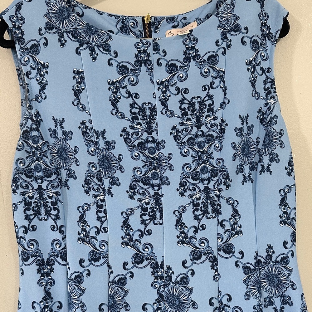 CB established Blue Patterned Midi Dress size 14 - Picture 6 of 10